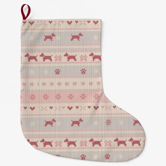 Minimal Pink Scandinavian Dog Stocking | Nordic Großer Weihnachtsstrumpf (Vorderseite)