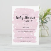 Minimal Pink Watercolor Girl Babydusche Einladung (Stehend Vorderseite)