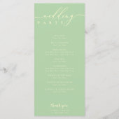 Minimal Pistachio & Cream Script Wedding Ceremony Programm (Rückseite)