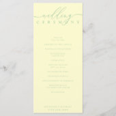 Minimal Pistachio & Cream Script Wedding Ceremony Programm (Vorderseite)