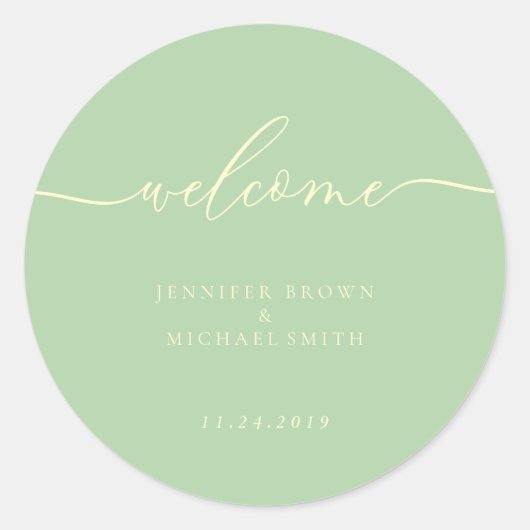 Minimal Pistachio & Cream Welcome Runder Aufkleber (Vorderseite)