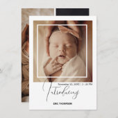 Minimal Polaroid Photo Frame Birth Announcement Ankündigung (Vorne/Hinten)