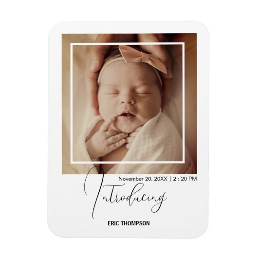 Minimal Polaroid Photo Frame Birth Announcement Magnet (Vertikal)