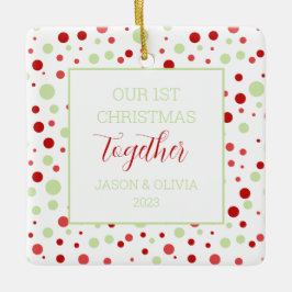 Minimal Polka Dot 1 Foto Erstes Weihnachtsfest zus Keramikornament
