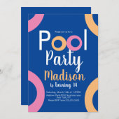 Minimal Pool Party Geburtstag Einladung (Vorne/Hinten)