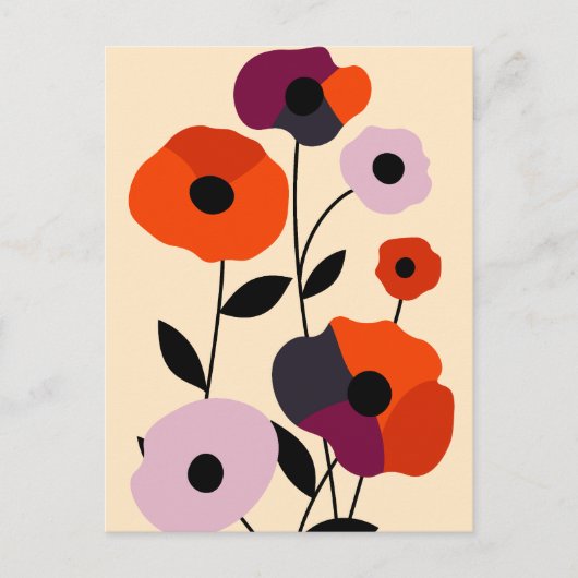 Minimal Poppy Bloom Ankündigungspostkarte (Vorderseite)