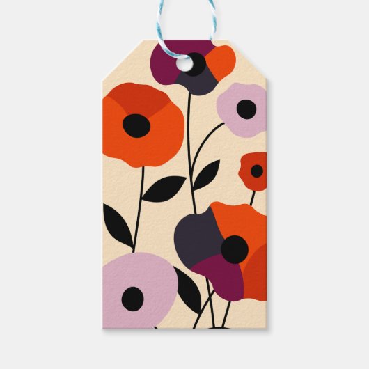 Minimal Poppy Bloom Geschenkanhänger (Vorderseite)