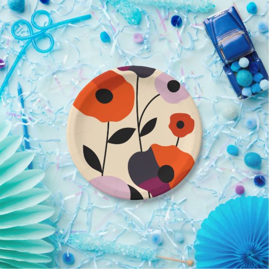 Minimal Poppy Bloom Pappteller (Party)