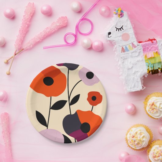 Minimal Poppy Bloom Pappteller (Party)