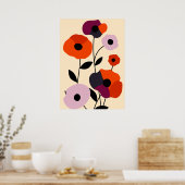 Minimal Poppy Bloom Poster (Küche)