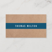 Minimal Printed Kraft Blue Stripe Consultant Visitenkarte (Vorderseite)