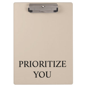 Minimal Priorisieren Sie Zitat Beige Klemmbrett