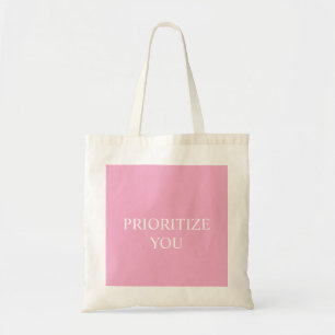 Minimal Priorisieren Sie Zitat Staubiges Rosa Pink Tragetasche