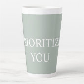 Minimal Prioritize You Quote Ash Colour Milchtasse (Vorderseite)
