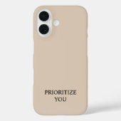 Minimal Prioritize You Quote Beige Case-Mate iPhone Hülle (Rückseite)