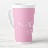 Minimal Prioritize You Quote Dusty Rose Pink Milchtasse (Linke Ecke)