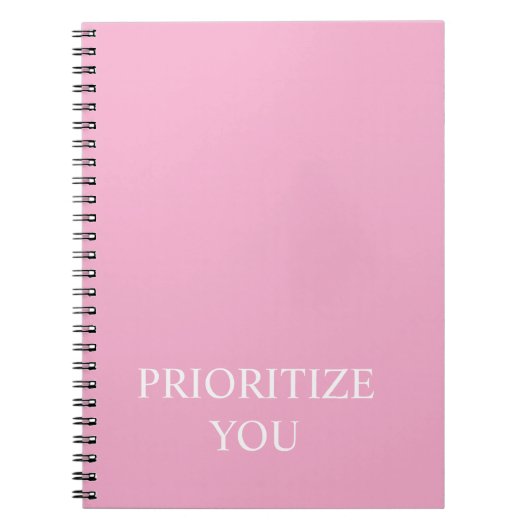 Minimal Prioritize You Quote Dusty Rose Pink Notizblock (Vorderseite)
