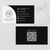 Minimal Professional Custom Logo QR Code Black Visitenkarte (Vorne/Hinten)