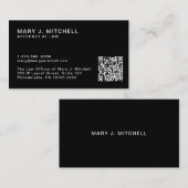 Minimal Professional QR Code Black Visitenkarte (Vorne/Hinten)
