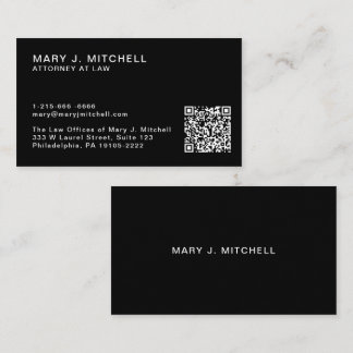 Minimal Professional QR Code Black Visitenkarte