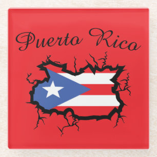 Minimal Puerto Rico Karte Nationalflagge Glasuntersetzer