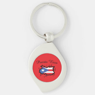 Minimal Puerto Rico Karte Nationalflagge Schlüsselanhänger