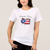Minimal Puerto Rico Karte Nationalflagge Tri-Blend Shirt (Vorderseite)