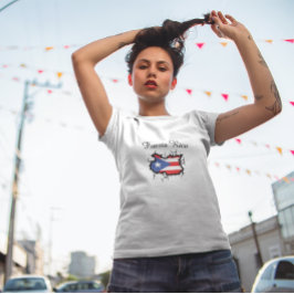 Minimal Puerto Rico Karte Nationalflagge Tri-Blend Shirt