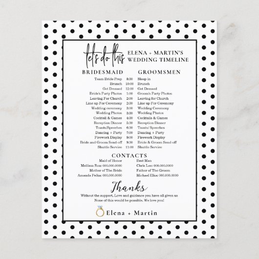 Minimal Punkt Skripttext Hochzeitstag Zeitachse (Rückseite)