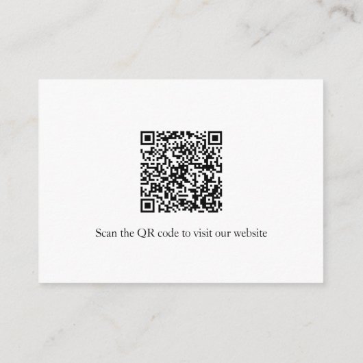Minimal QR Code Details Elegantes White Wedding En Begleitkarte (Rückseite)