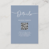 Minimal QR Code Dusty Blue Wedding Details Begleitkarte (Vorderseite)