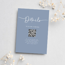 Minimal QR Code Dusty Blue Wedding Details Begleitkarte