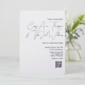 Minimal QR Code Hochzeit Einladung Pearl Shimmer (Stehend Vorderseite)