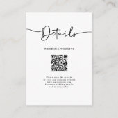 Minimal QR Code Kalligrafie Hochzeitdetails Begleitkarte (Vorderseite)