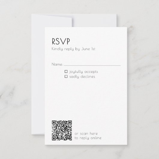 Minimal QR Code Mailing Wedding Details Modern  RSVP Karte (Vorderseite)