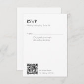 Minimal QR Code Mailing Wedding Details Modern  RSVP Karte (Vorne/Hinten)