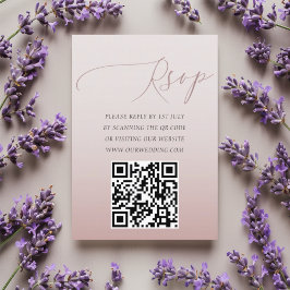 Minimal QR Code Rose Gold UAWG Wedding RSVP Karte