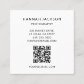 Minimal QR Code Vintage Photographer Quadratische Visitenkarte (Rückseite)