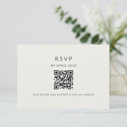 Minimal QR RSVP Wedding Card (Stehend Vorderseite)