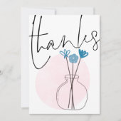 Minimal Quirky Blume Vase Script dank Dankeskarte (Vorderseite)
