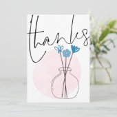 Minimal Quirky Blume Vase Script dank Dankeskarte (Stehend Vorderseite)