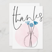 Minimal Quirky Blume Vase Script dank Dankeskarte (Vorne/Hinten)