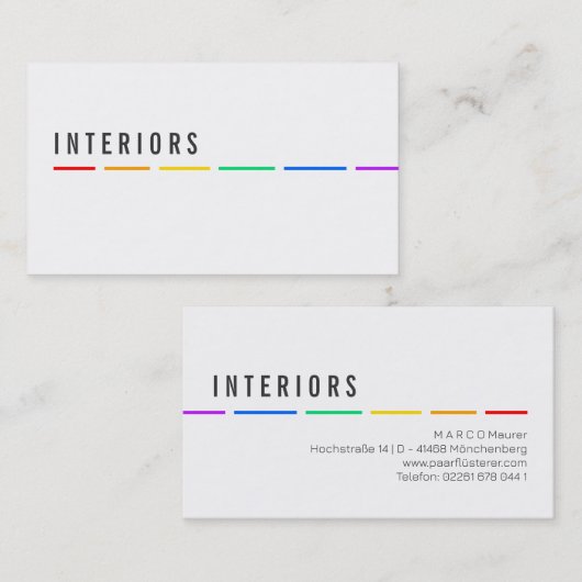 Minimal Rainbow Business Card with Pride Colors Visitenkarte (Vorne/Hinten)