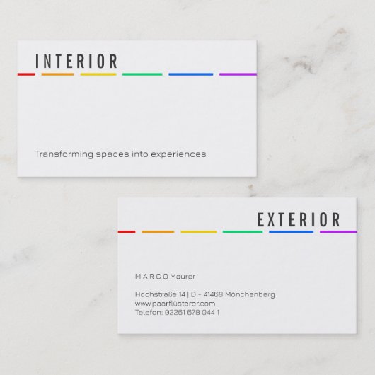 Minimal Rainbow Business Card with Pride Colors Visitenkarte (Vorne/Hinten)