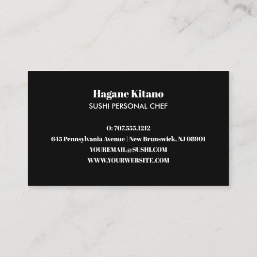 Minimal Ramen japanisches Restaurant Sushi Koch Visitenkarte (Rückseite)