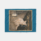 Minimal rauchende Sphynx-Katze Meme Lustig Fleecedecke (Vorderseite (Horizontal))