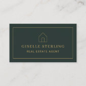 Minimal Real Estate Agent Green Gold House Photo Visitenkarte (Vorderseite)