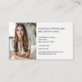 Minimal Real Estate Agent Navy Blue House Photo Visitenkarte (Rückseite)