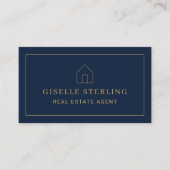 Minimal Real Estate Agent Navy Blue House Photo Visitenkarte (Vorderseite)