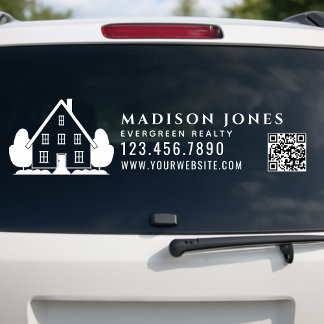 Minimal Real Estate Agent Rustic House Car QR Code Fensteraufkleber